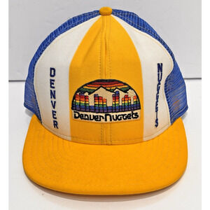 Vintage Denver Nuggets Hat Yellow Blue AJD Trucker